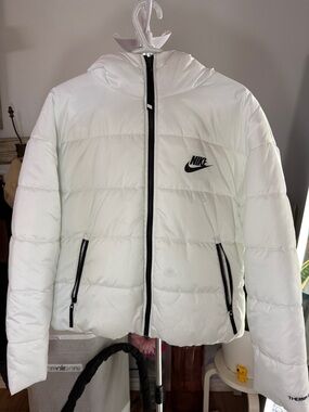 Nike White Puffer Jacket with Black Accents